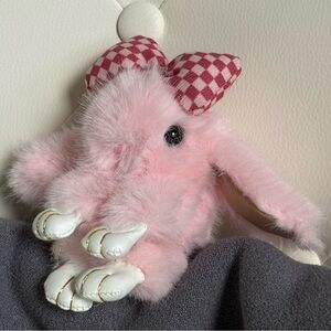 Pink Soft Fuzzy Plush Baby Bunny Keychain Charm For Purse Bag Packpack